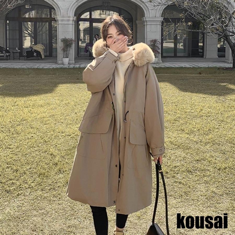 ロングコート 防寒着 秋冬 Aライン ミドル丈 ジャンパー エコファー