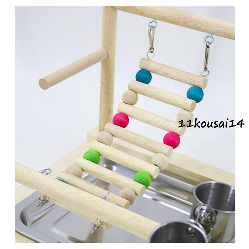鳥用品 遊覧船型・鳥用アスレチック／ 木製 鳥用遊具 餌入れ付き