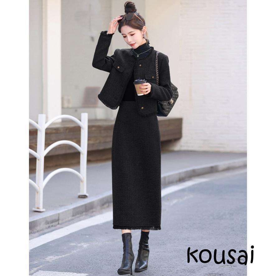 ツイードスーツ セットアップ スーツジャケット ロングスカート