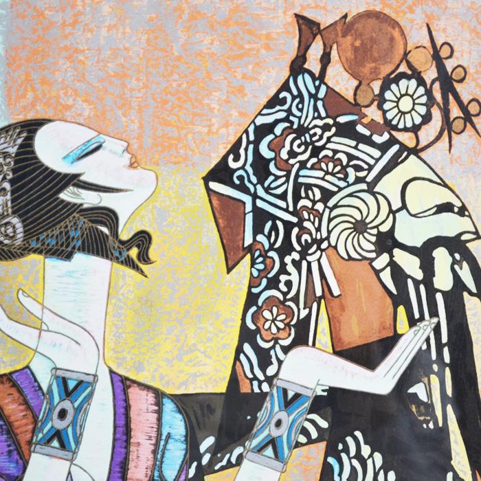 丁紹光 (ティンシャオカン) 『シャドウプレイ』(70/300) シルクスクリーン 版画 サイン入り Ting Shao Kuang 女性 海外作家 有名画家_2