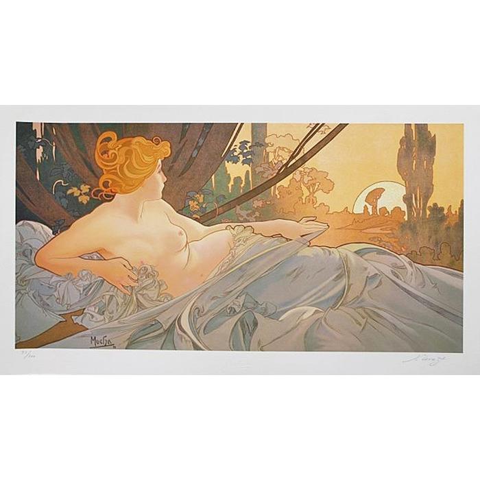 アルフォンス・ミュシャ、夜明け、希少な画集より、新品高級額 アルフォンス・ミュシャ、夜明け、希少な画集より、新品高級額