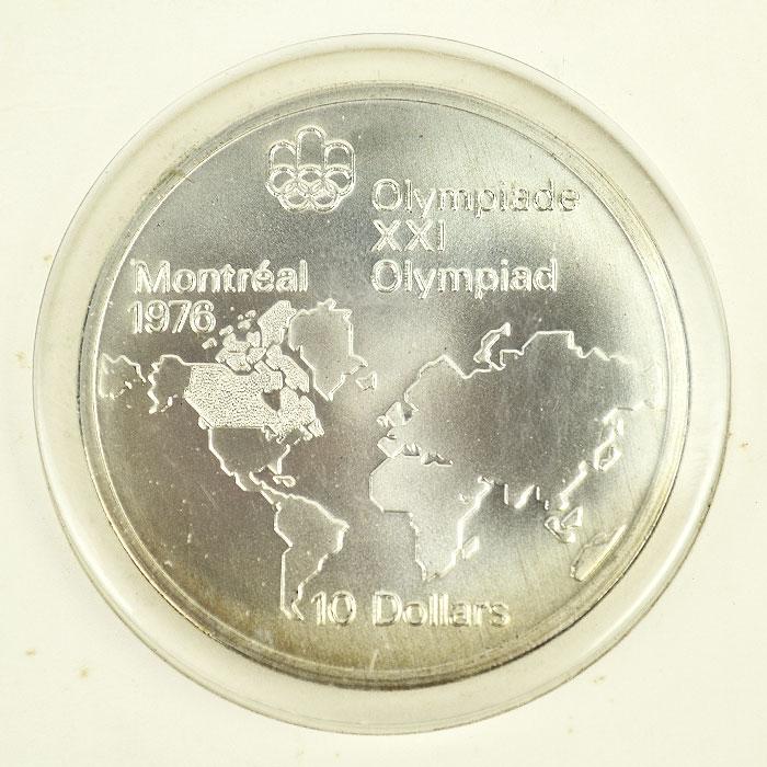 カナダ　1973年　モントリオールオリンピック10$銀貨 カナダ モントリオールオリンピック「世界地図」記念10ドル銀貨 1973年