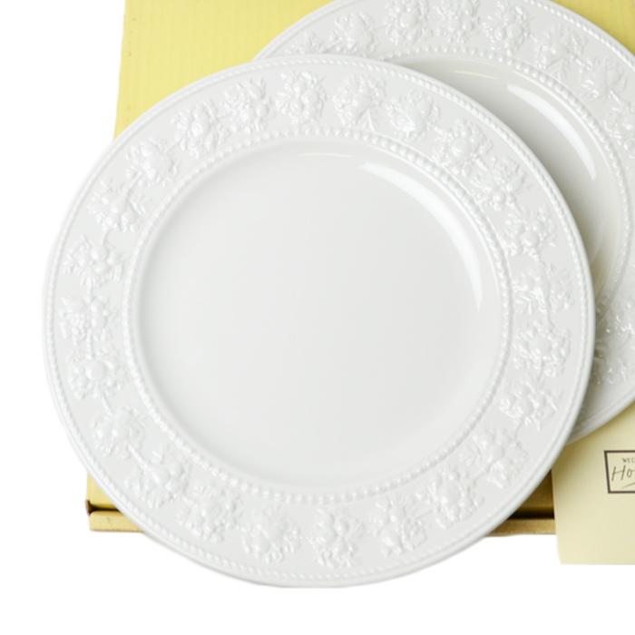 WEDGWOOD  Queen's Ware Collection ウェッジウッド クィーンズウエア コレクション  フェスティビティ プレート  アイボリー ペア 2枚セット 硬質陶器 27cm | WEDGWOOD