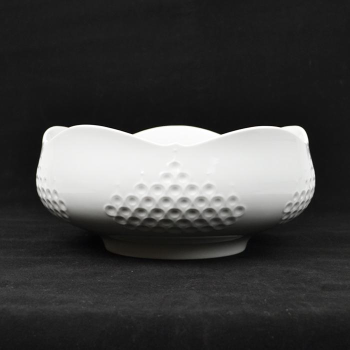 美品 Meissen マイセン ホワイトレリーフ ボウル 丸鉢 21cm 【中古