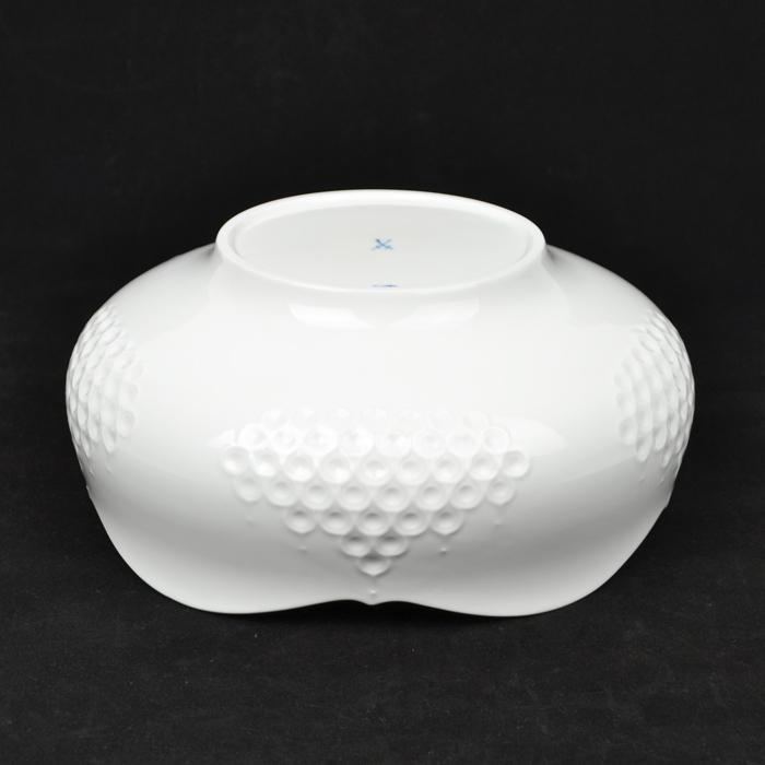 美品 Meissen マイセン ホワイトレリーフ ボウル 丸鉢 21cm 【中古