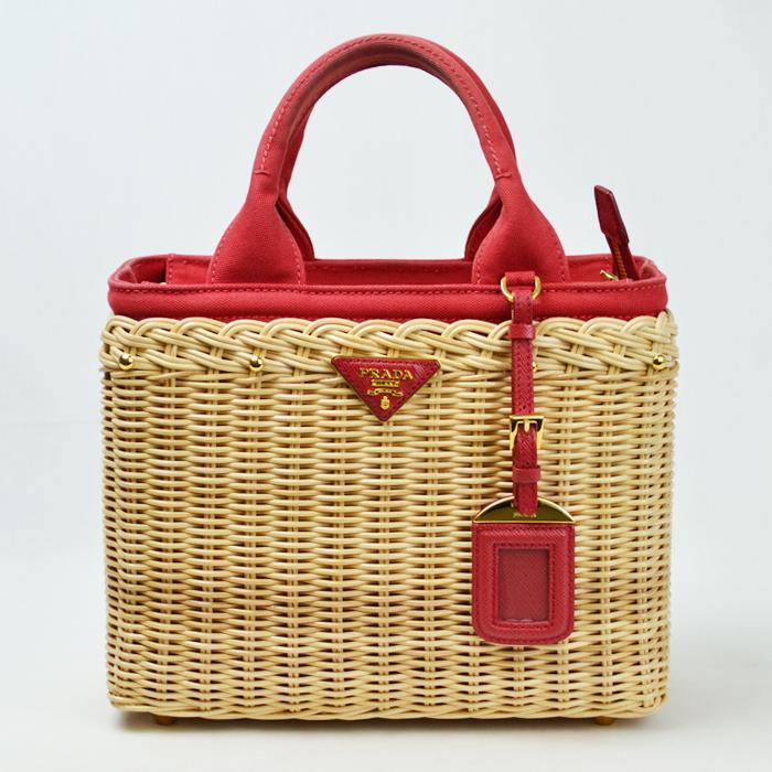 PRADA プラダ かごバッグ ウィッカー キャンバス カナパ PRADA プラダ かごバッグ ウィッカー キャンバス カナパ