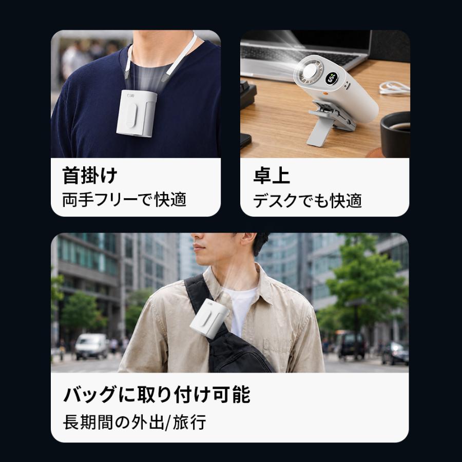 卓上＆腰掛け＆首掛け＆手持ち」 LOMAYA 多機能扇風機 1台4役 4800mAh