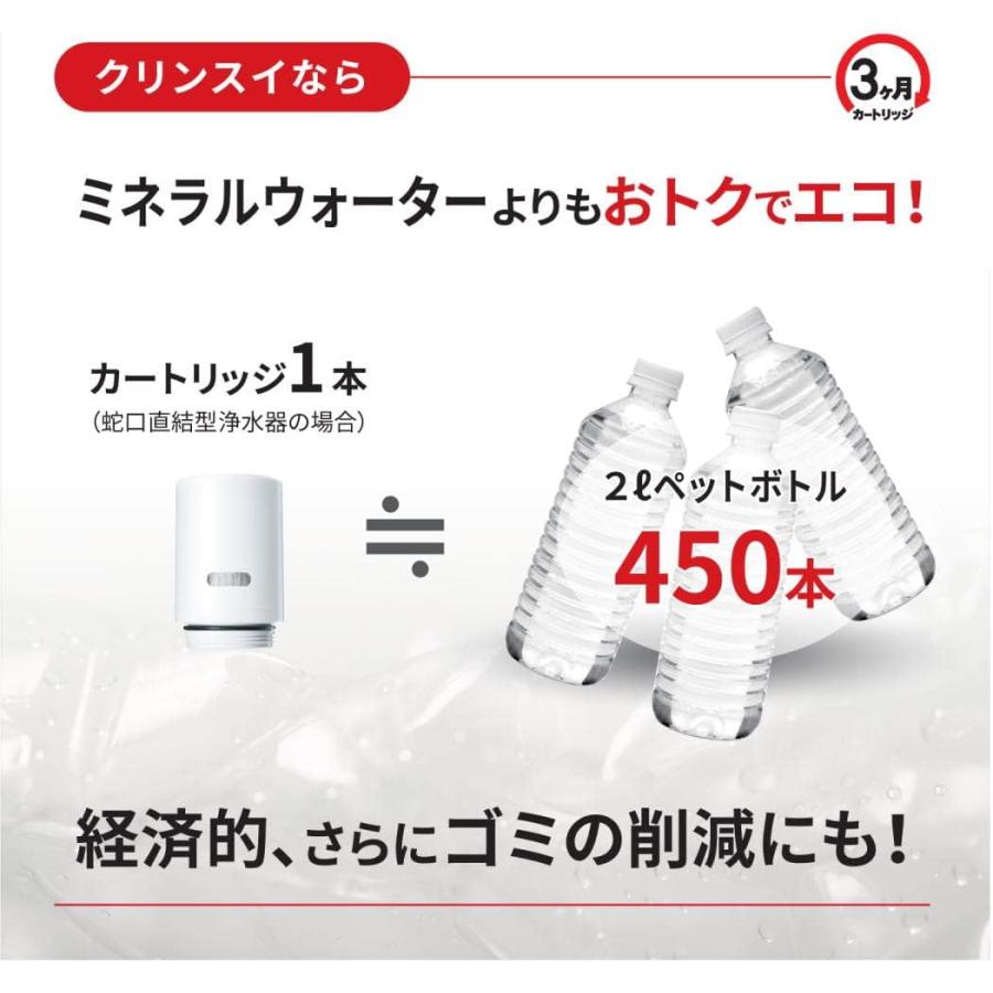 なずなtall 浄水器 ホワイト スリムデザイン　カートリッジ3本付き クリンスイ 浄水器 蛇口直結型 CBシリーズ 液晶機能付 コンパクト