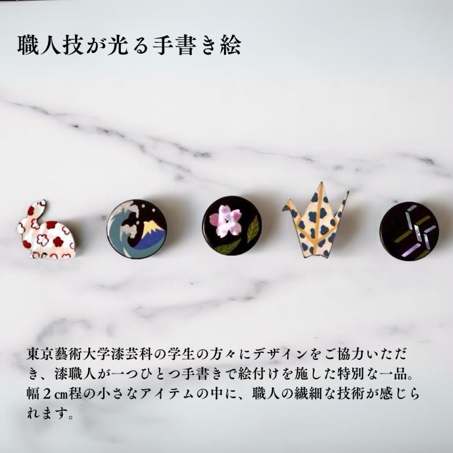 越前 ピンバッジ おしゃれ うるしピンズ ラデン三ヶ月市松 日本