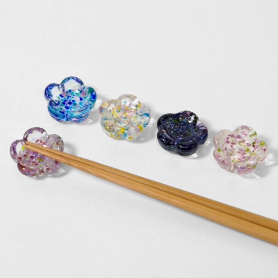 江戸硝子 うきよ花 箸置き 5個セット TOMICRAFT 日本製 ガラス箸置き