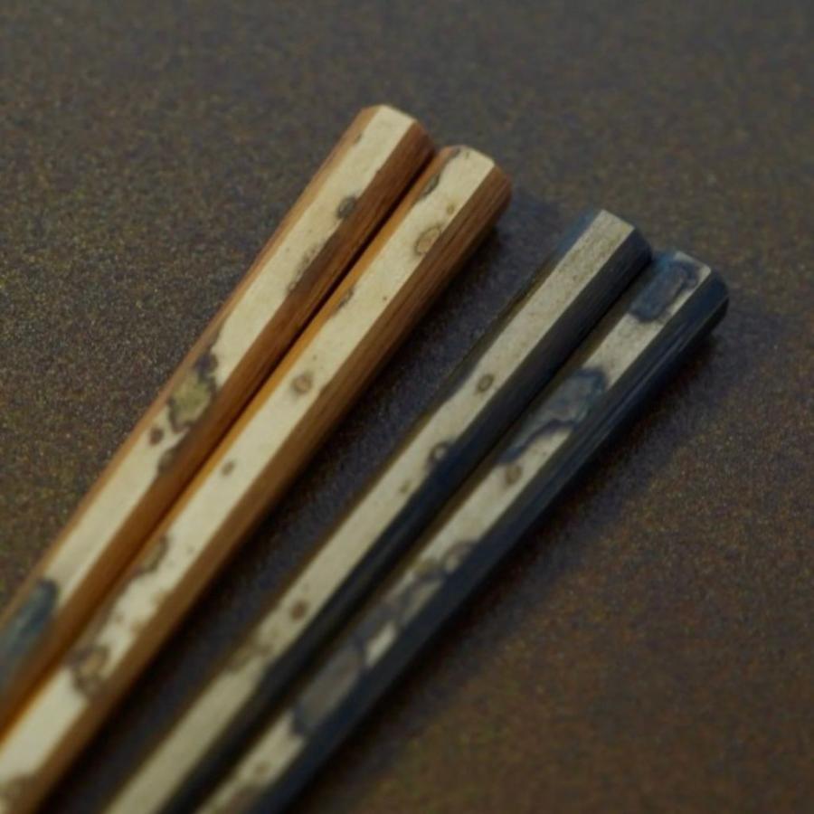 京都 清水銘竹 箸 図面竹 八角拭漆 ペア 箸蔵 まつかん 漆器 日本製