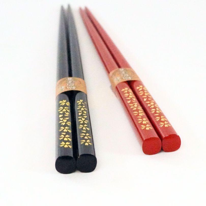 輪島塗 箸 桜沈金 夫婦箸 21.5cm/23.5cm 海外土産 記念 輪島塗 箸 桜沈金 夫婦箸 21.5cm/23.5cm 海外土産 記念