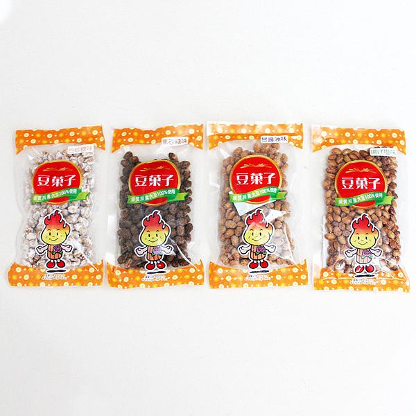 豆菓子 白砂糖味100g 黒砂糖味100ｇ 甘醤油味100ｇ 揚げ塩味90ｇの４種(４個)入りセット おやつ おつまみ グルメ 大豆｜kousya｜03