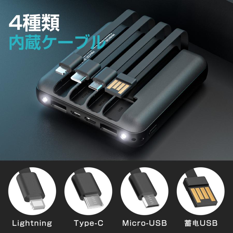 「ワイヤレス充電対応」モバイルバッテリー qi対応 20800mAh 4種類ケーブル内蔵 6台同時充電 2.1A 軽量 194g 3WAY充電方法 機内持ち込み可 MFi認証 PSE認証済 |  | 05