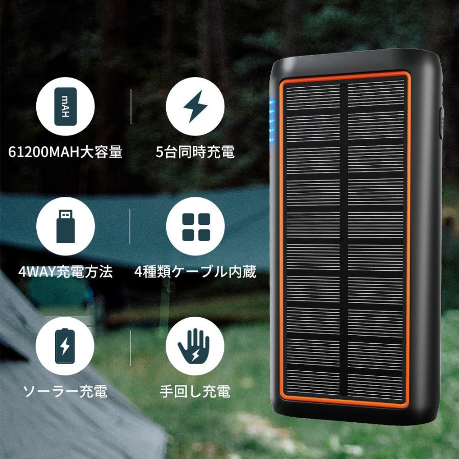 ソーラー モバイルバッテリー 61200mAh 超大容量 3.0A急速充電 ソーラー モバイルバッテリー 61200mAh 超大容量 3.0A急速充電