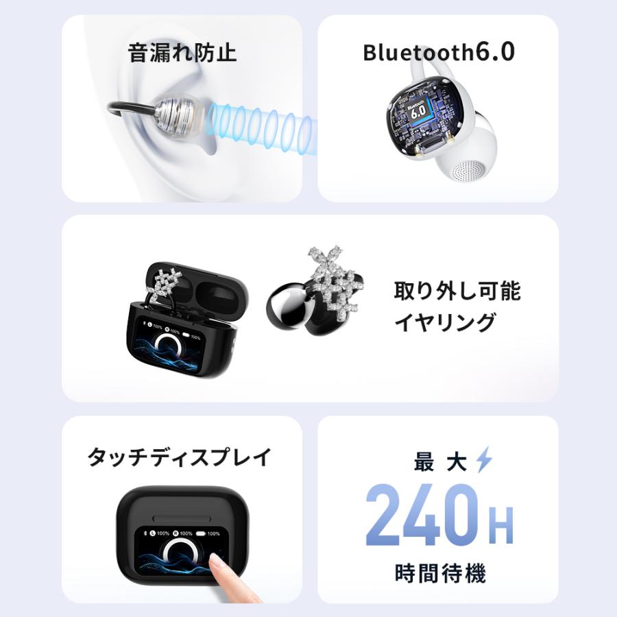 Geekin Bluetooth6.0 最新型 ワイヤレスイヤホン 骨伝導イヤホン 超