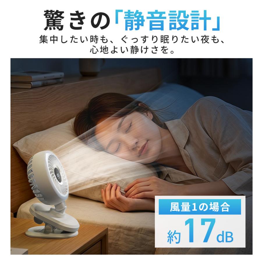 大容量10000mAh・最大送風20m/s」クリップ式扇風機 自動首振り 1台5役