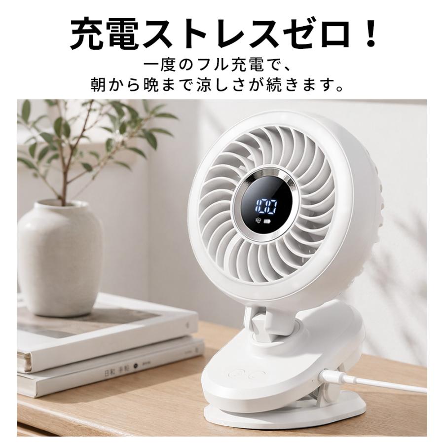 クーポンで2680円」クリップ式扇風機 3D立体送風・コードレス 自動首