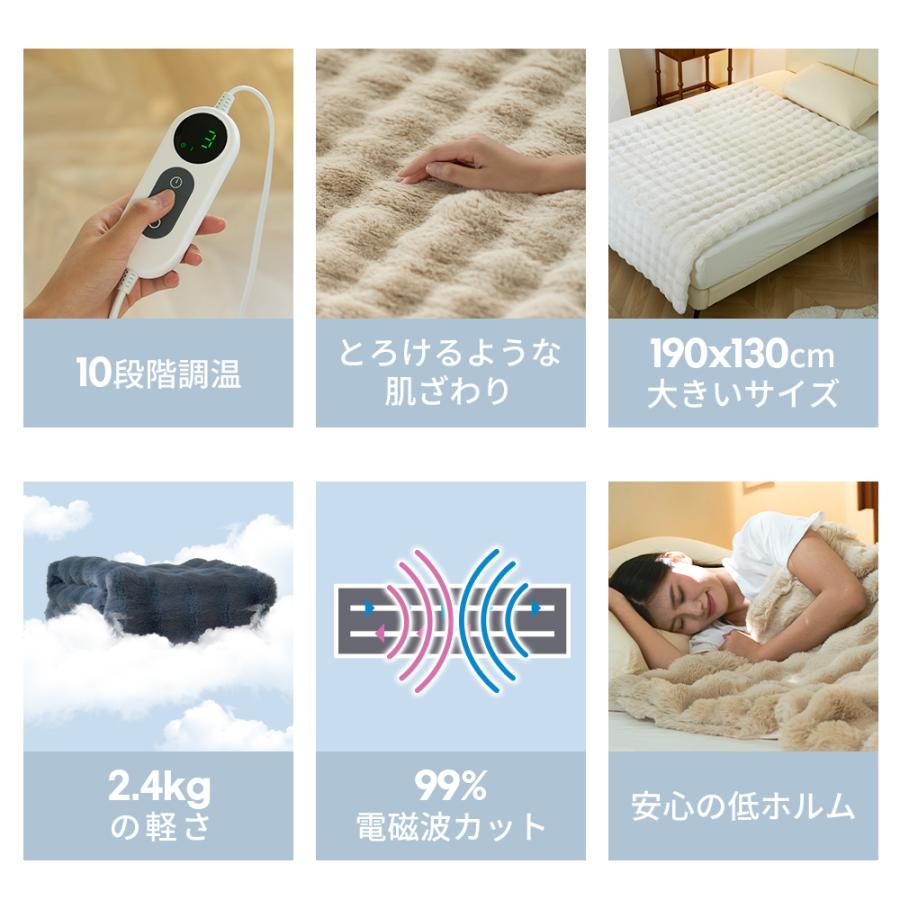 電気毛布 10段階調温 ふわとろ毛布 掛け敷き兼用 電気ブランケット