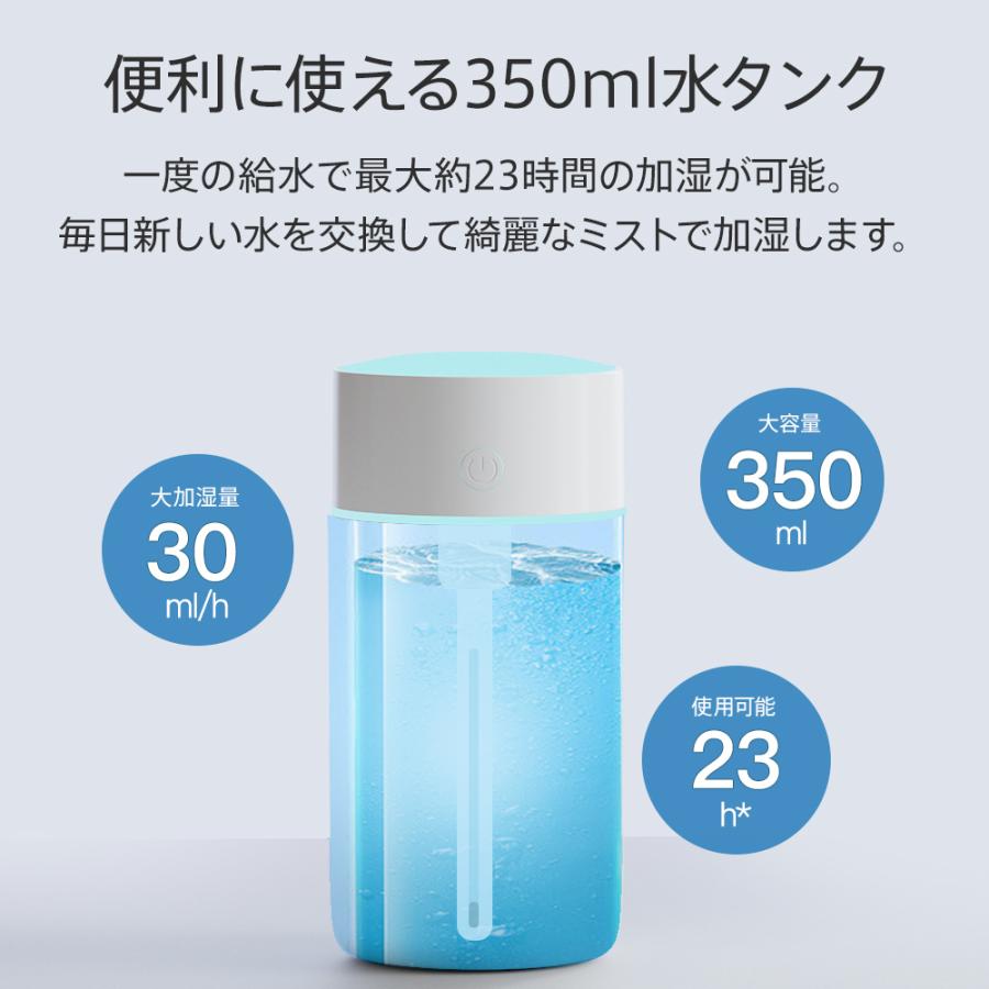 加湿器 X06 充電式 卓上 超音波式 USB 大容量 350ml 次亜塩素酸水 対応