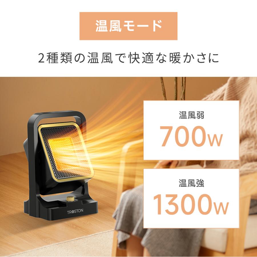 Troston セラミックヒーター 2秒速暖 1300W 風量三段階切り替え