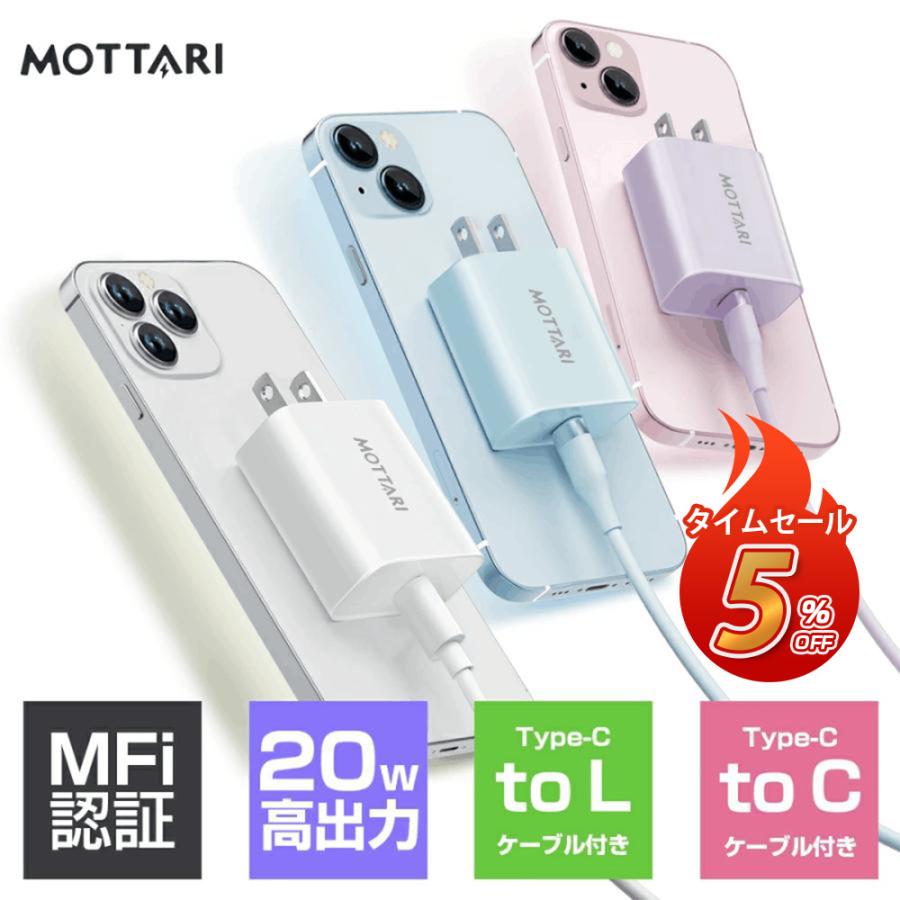 MOTTARI 「20W GaN急速充電セット」iphone 充電器 ケーブルセット 急速