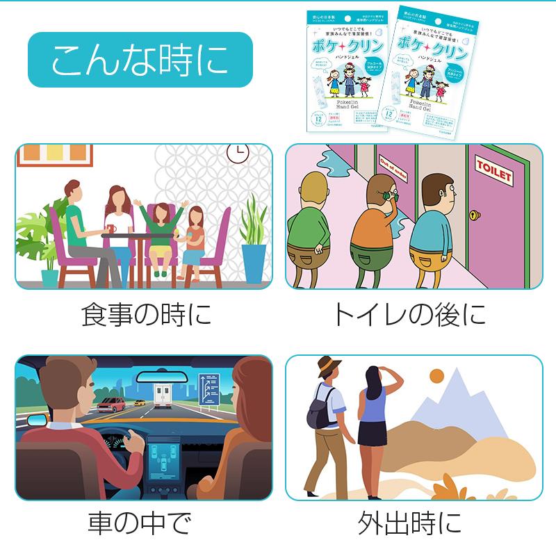 在庫あり」ハンドジェル 12包入り 除菌ジェル 携帯用 ポケクリン 個