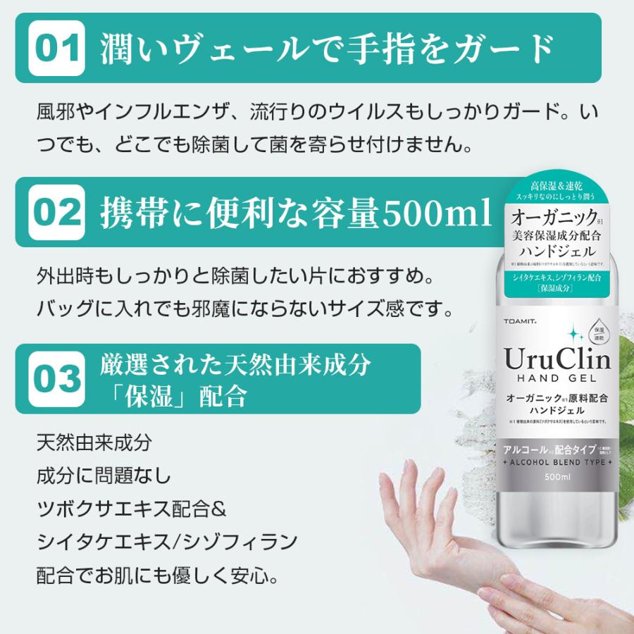 「即納」UruClin アルコールハンドジェル 500ml 2本セット 在庫あり アルコールジェル手 指 清潔 保湿 ジェル アルコール 大容量　返品不可｜kousyoustore｜04