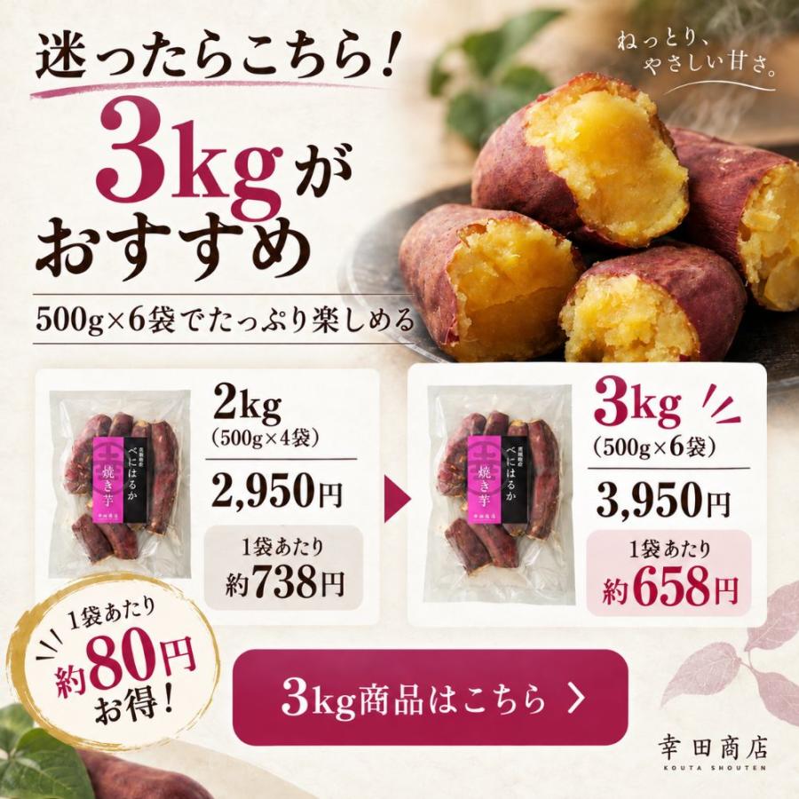 幸田商店 茨城県産 送料無料 べにはるか冷凍焼き芋2kg(500g×4袋