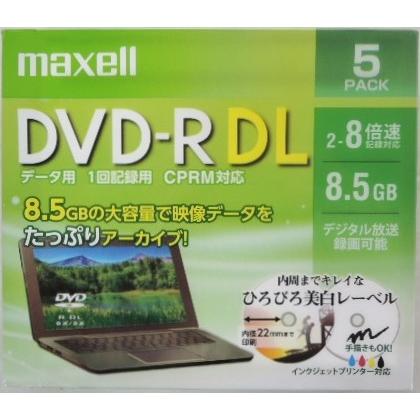 マクセル　データ用　二層　ＤＶＤ−Ｒ　５枚　１枚プラケース入り　５枚　ＤＲＤ８５ＷＰＥ５Ｓ｜kouyou-d