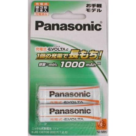 新しく着き パナソニック 充電ニッケル水素 エボルタｅ 単３形 ２本