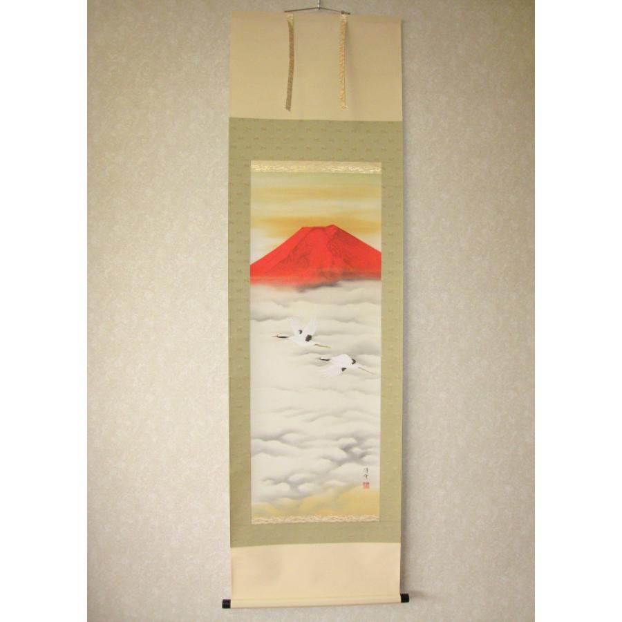 掛け軸 掛軸 赤富士飛鶴 中島洋介 (特殊工芸作品・新品) 【公式通販】