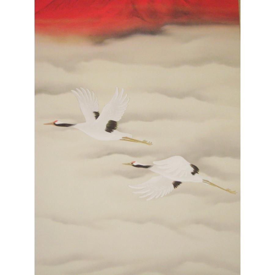 掛け軸 掛軸 赤富士飛鶴 中島洋介 (特殊工芸作品・新品)_3