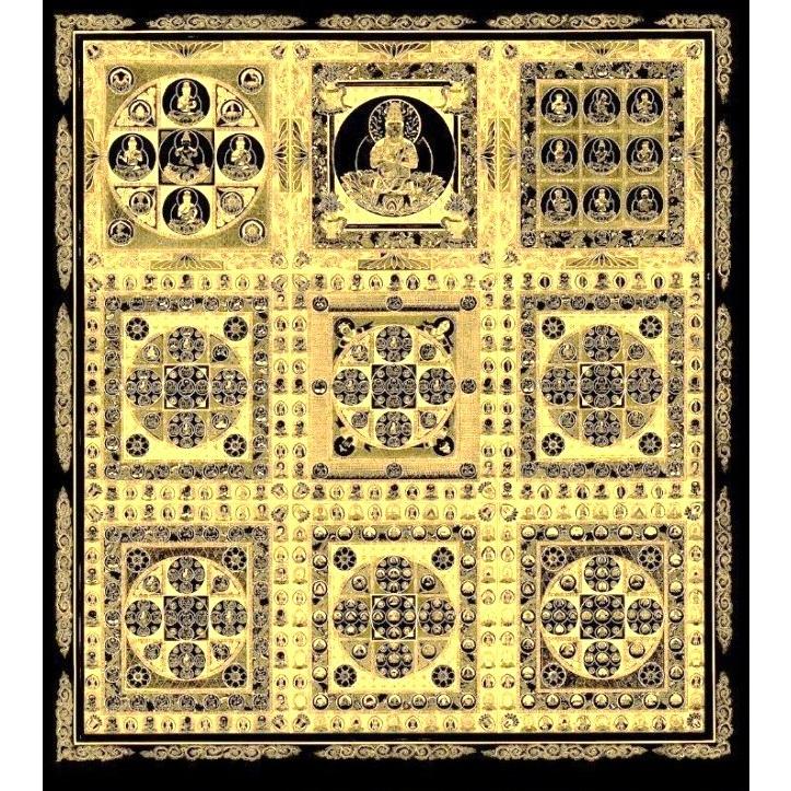 掛け軸 掛軸 本金箔押両界曼荼羅 胎蔵界・金剛界 対幅 (受注生産