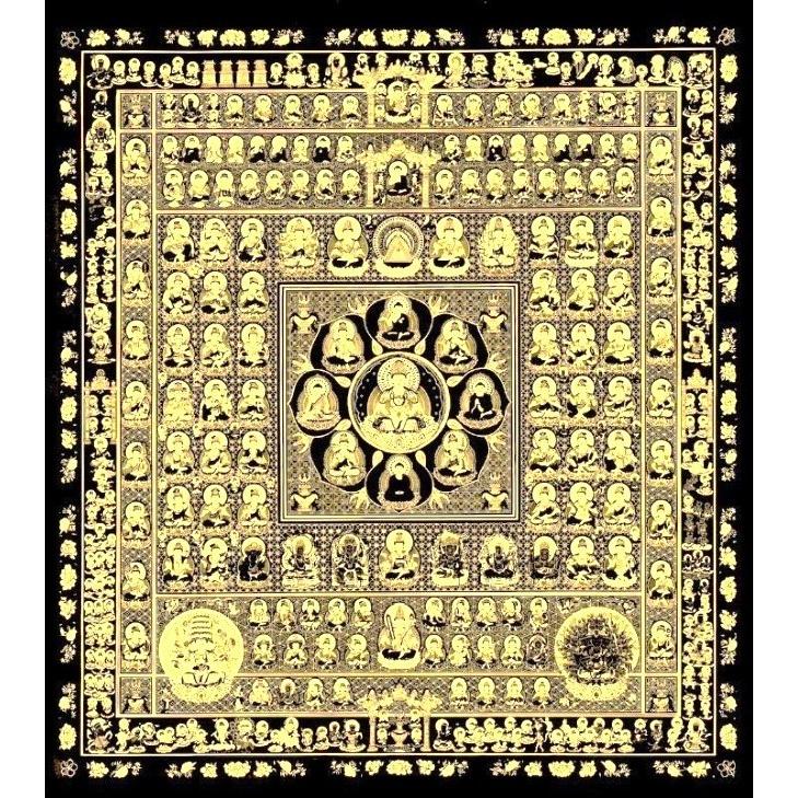 胎蔵界曼荼羅 金剛界曼荼羅 両界曼荼羅 工芸印刷 仏画 掛け軸 天然木軸 掛け軸 掛軸 両界曼荼羅 胎蔵界・金剛界 対幅 (特殊工芸作品・新品