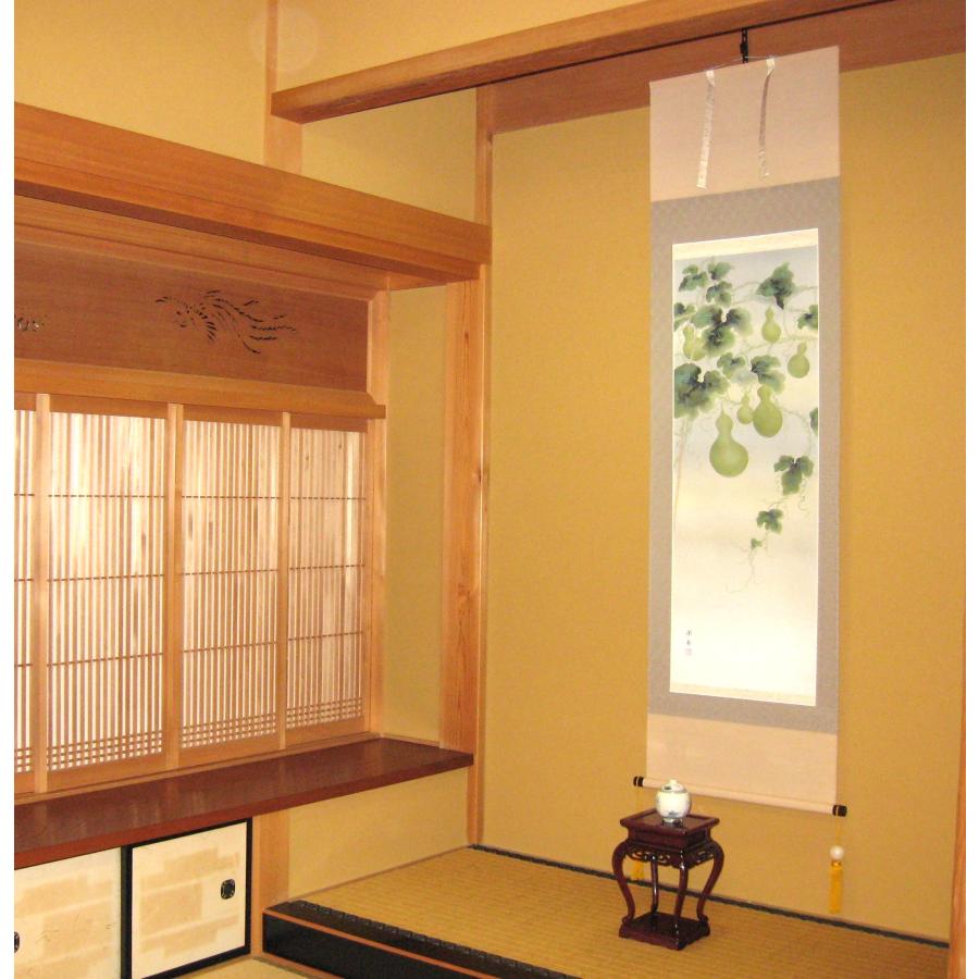 掛け軸 掛軸 瓢箪 (ひょうたん) 宮沢湖春 (真作・新品) : 掛け軸