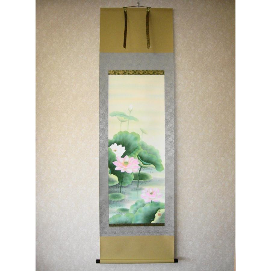 掛け軸 掛軸 聖蓮花（蓮の花）◇石田恒太（特殊工芸作品・新品