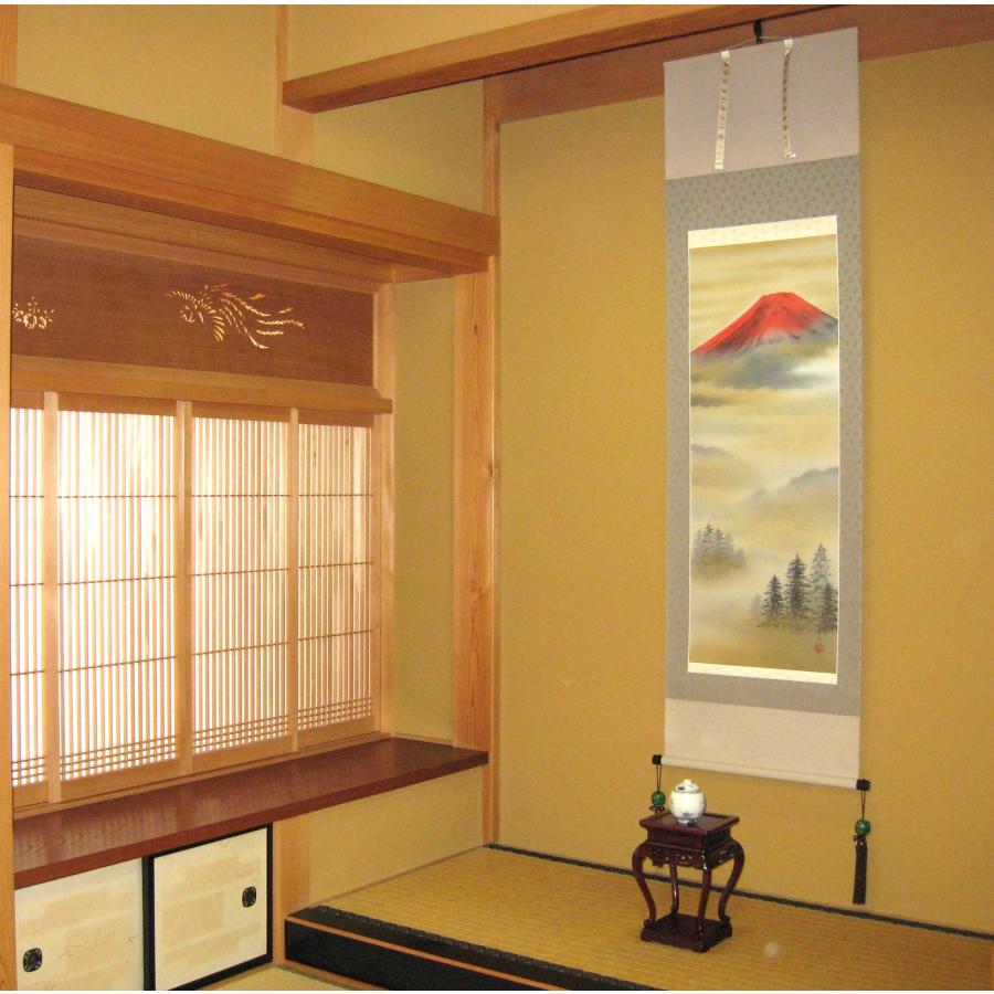 掛け軸 掛軸 朱映富士(赤富士) 岩田東嶺 (真作・新品) : 掛け軸の専門