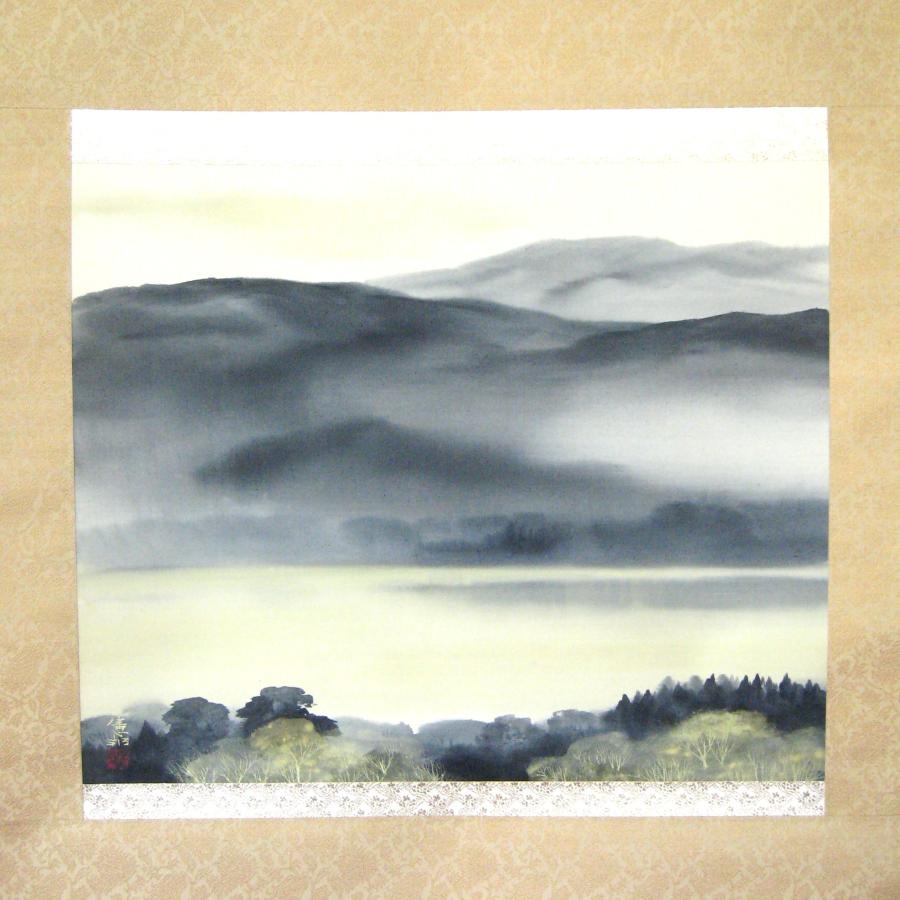 【真筆】掛け軸 掛軸　水墨山湖◆川村憲邦　太巻・共箱・二重箱 掛け軸 掛軸 水墨山湖 川村憲邦 (真筆・中古) 太巻・共箱・二