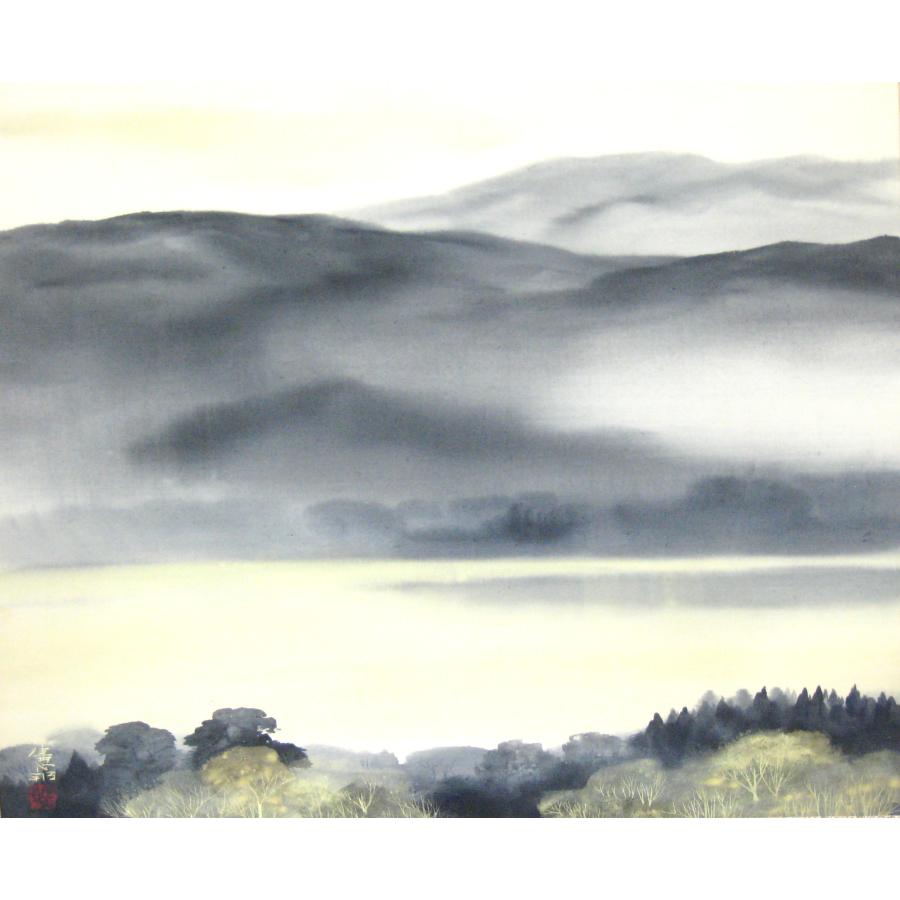 【真筆】掛け軸 掛軸　水墨山湖◆川村憲邦　太巻・共箱・二重箱 掛け軸 掛軸 水墨山湖 川村憲邦 (真筆・中古) 太巻・共箱・二重箱