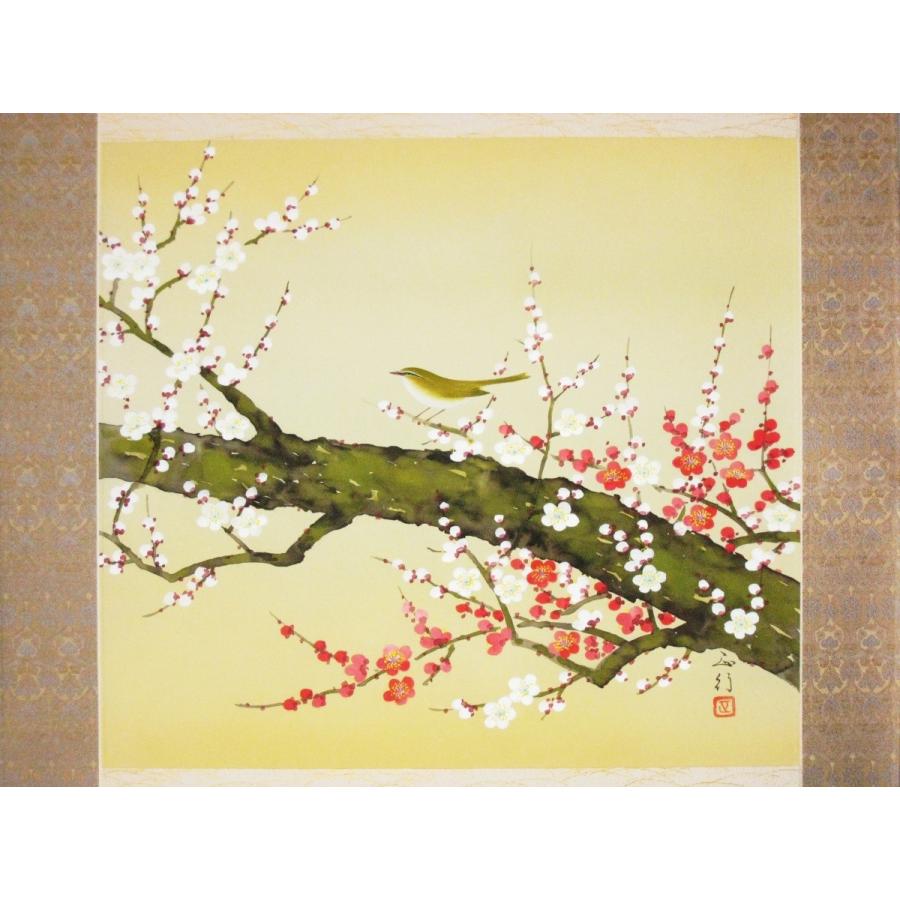 梅に鶯 掛け軸 花鳥画 梅に鶯 清水玄澄 （春）尺五 【特価】！ 春 - 掛け軸（掛軸