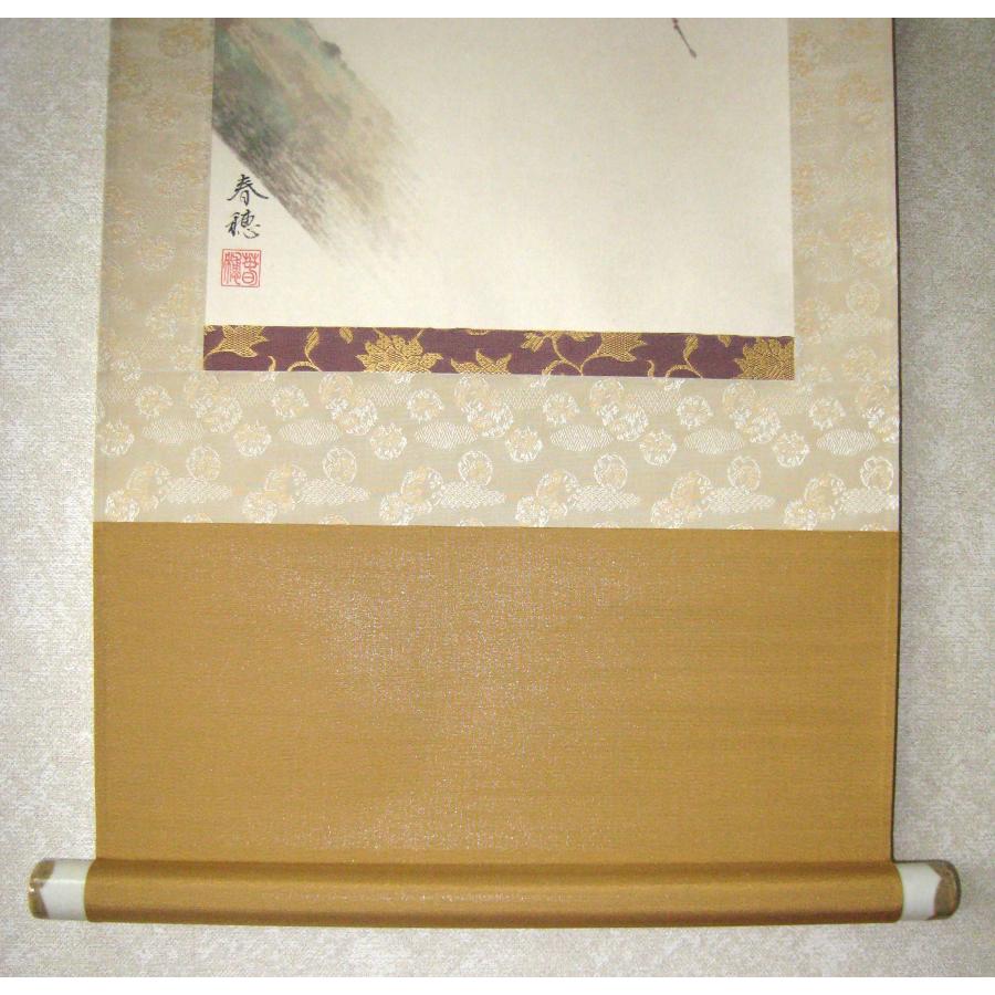 掛け軸 掛軸 紅梅に鴬 藤田春穂 (真筆・新品) 九寸立 共箱・タトウ箱付