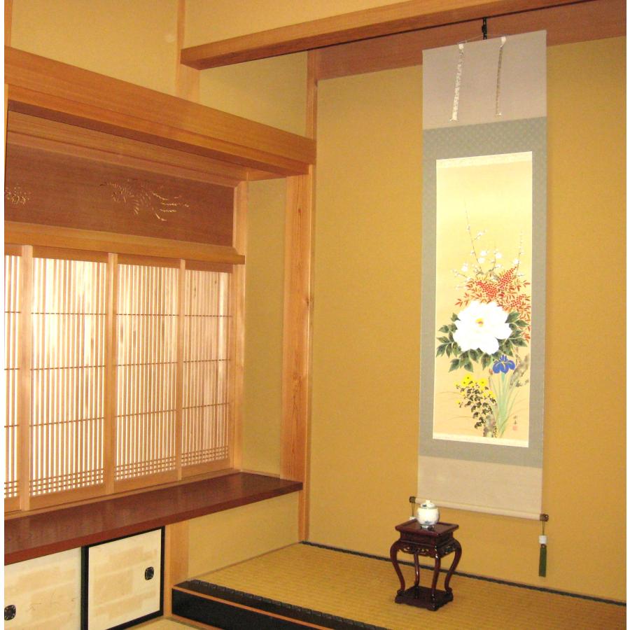 掛け軸 掛軸 四季草花 宮沢湖春 (真作・新品) : 掛け軸の専門店 香遊