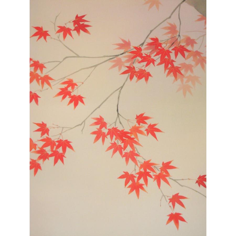 掛け軸 掛軸 紅葉に小禽 萩原緑翠 (特殊工芸作品・新品) 受注生産