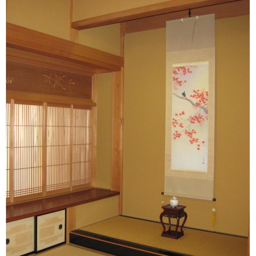 掛け軸 掛軸 紅葉に小禽 萩原緑翠 (特殊工芸作品・新品) 受注生産_6