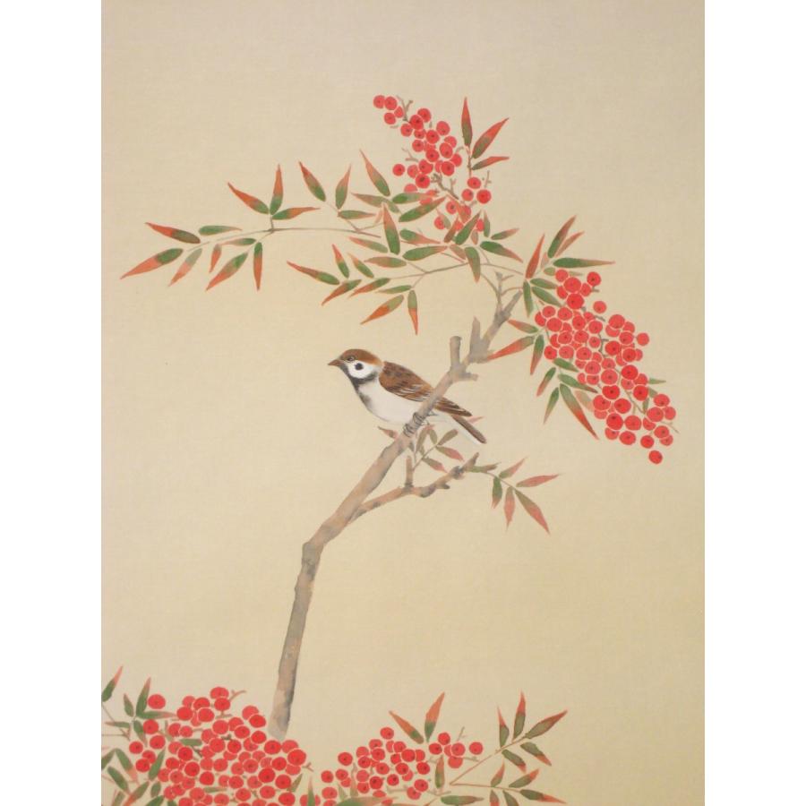 掛け軸 掛軸 南天に雀 石原章堂 (真作・新品) : 掛け軸の専門店