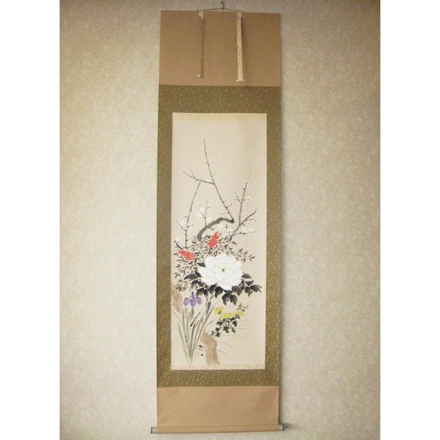 掛軸 掛け軸 草花 掛け軸 掛軸 四季草花 尾上晩翠 (真作・新品) : 掛け軸の専門店 香遊