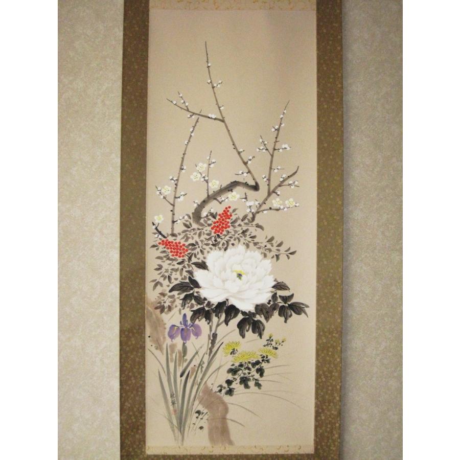 掛け軸 掛軸 四季草花 尾上晩翠 (真作・新品) : 掛け軸の専門店 香遊