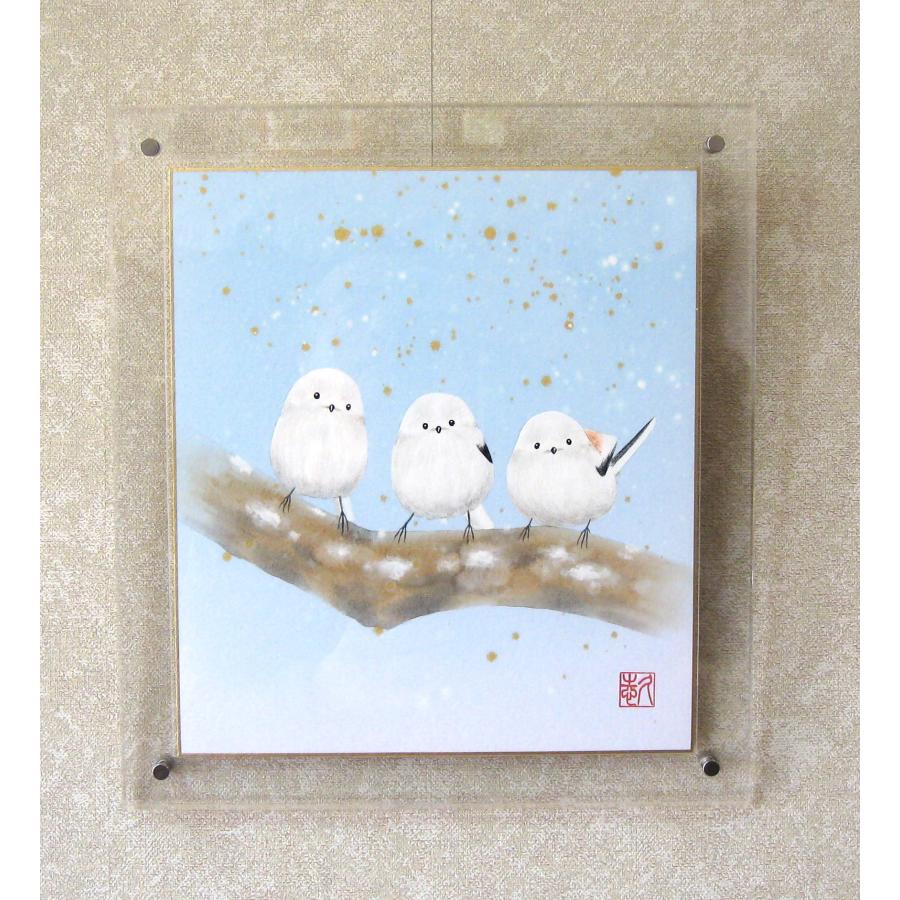 真筆】額入り色紙 可愛いシマエナガ◇奥田久志 (新品) : 掛け軸の専門