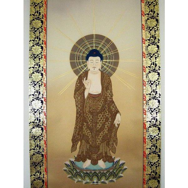 Ｂフライデー掛軸★復刻版 阿弥陀如来 住立空中尊影印★高さ：約166cm 掛け軸 掛軸 阿弥陀如来立像 篠田清澄 (真作・新品） : 掛け軸の専門店